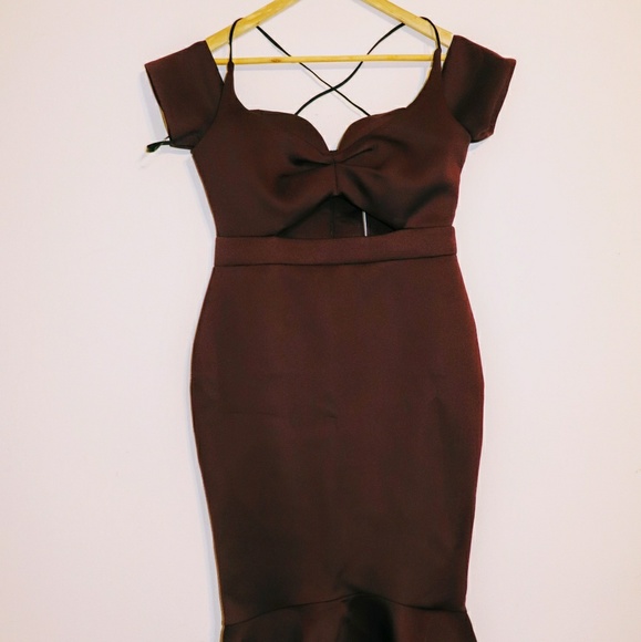 WOMEN'S OFF SHOULDER CUT OUT PEPHEM PARTY DRESS - Picture 4 of 8